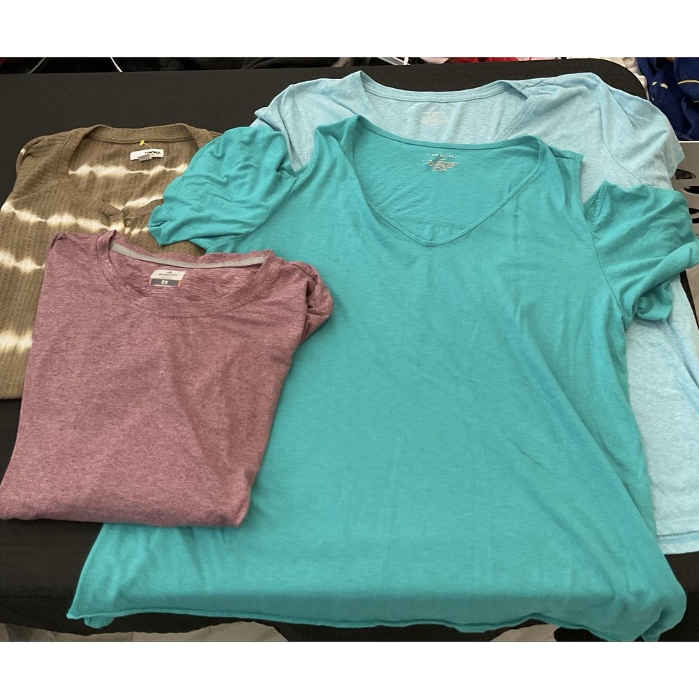 Mixed Brands Shirts Womens 2X Lot Of 4 Multicolor V Neck Graphic Tees Casual
